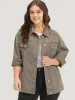 Solid Denim Button Fly Flap Pocket Light Wash Jacket sold by Bloomchic
