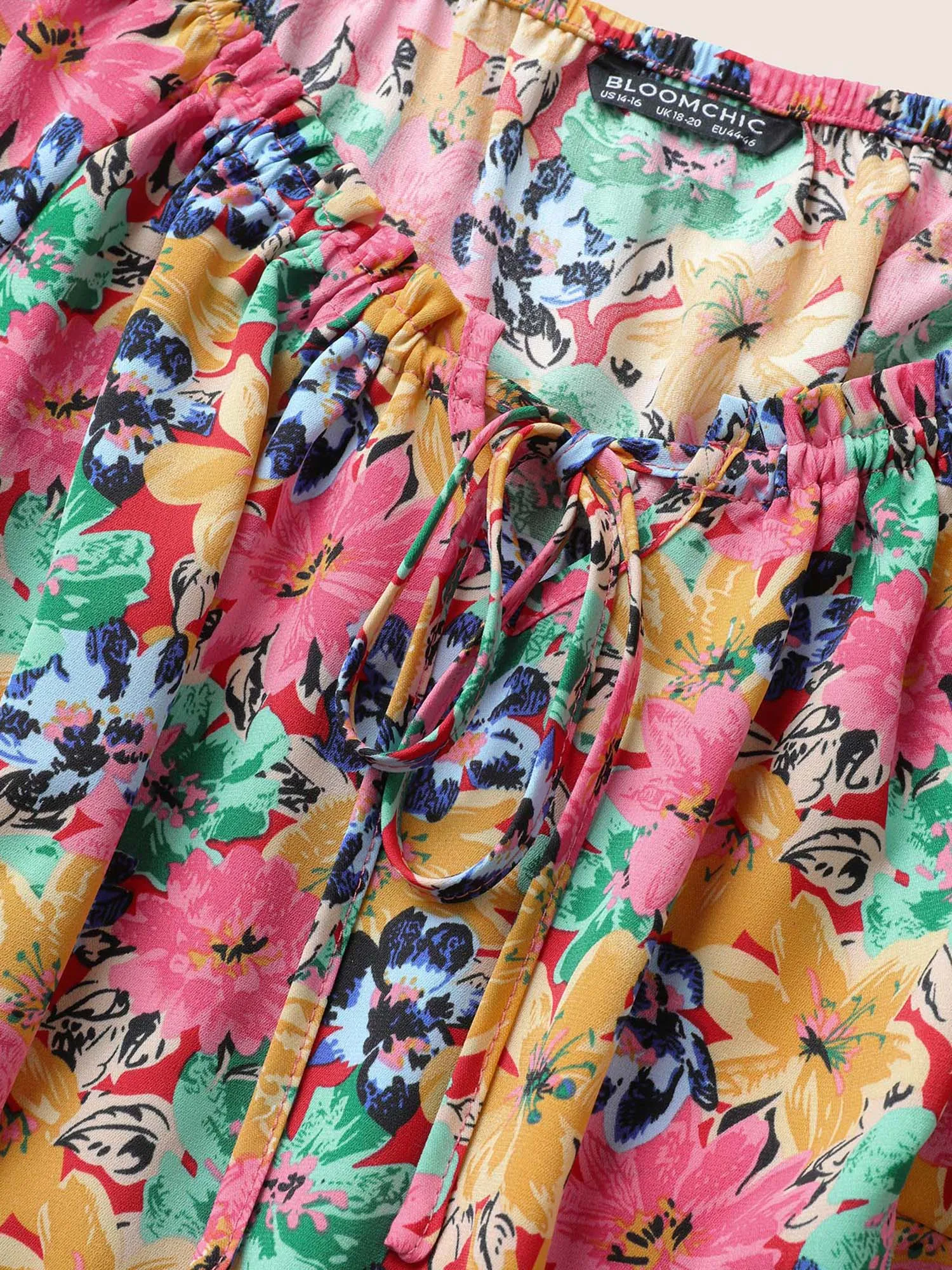 Floral Elastic Waist Ties Lantern Sleeve Blouse sold by Bloomchic product image thumbnail 5