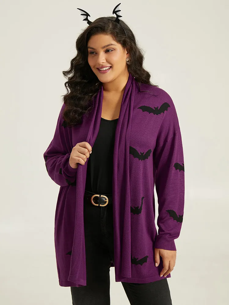 Supersoft Essentials Halloween Bat Pattern Lapel Collar Cardigan sold by Bloomchic product image thumbnail 3
