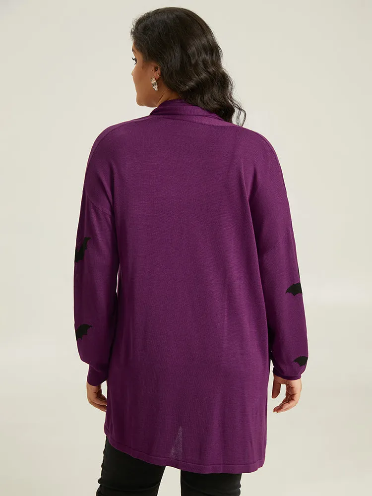 Supersoft Essentials Halloween Bat Pattern Lapel Collar Cardigan sold by Bloomchic product image thumbnail 2