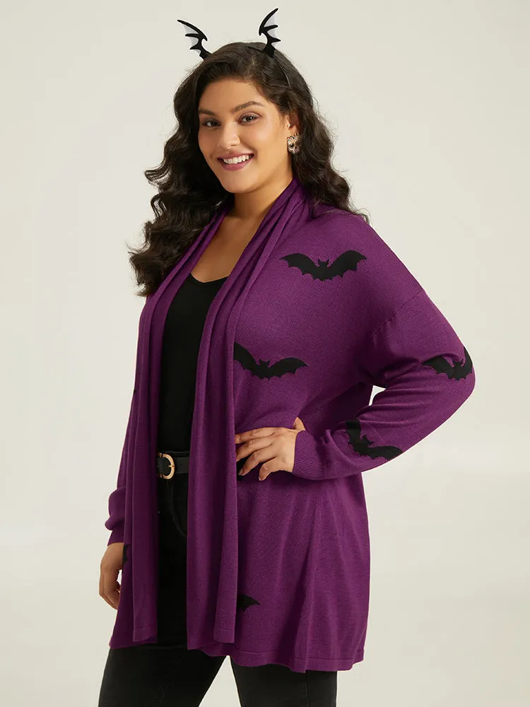 Supersoft Essentials Halloween Bat Pattern Lapel Collar Cardigan sold by Bloomchic product image thumbnail 4