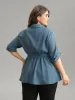 Static-Free Laser Cut Belted Scalloped Trim Blouse sold by Bloomchic