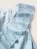 Plisse Ruffle Trim Gathered Sleeveless Dress sold by Bloomchic