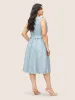 Plisse Ruffle Trim Gathered Sleeveless Dress sold by Bloomchic