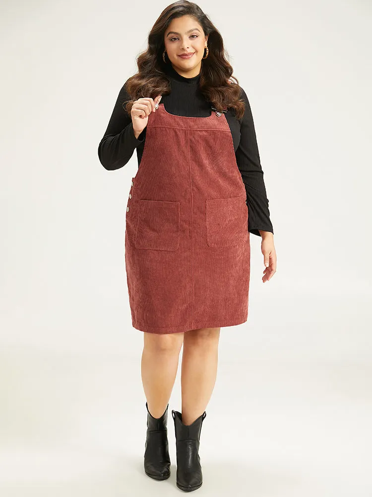 Corduroy Adjustable Straps Metal Detail Pocket Cami Dress sold by Bloomchic product image thumbnail 4