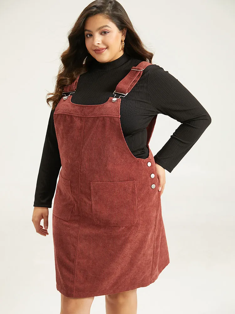 Corduroy Adjustable Straps Metal Detail Pocket Cami Dress sold by Bloomchic product image thumbnail 2