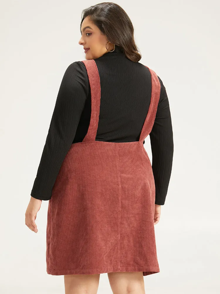 Corduroy Adjustable Straps Metal Detail Pocket Cami Dress sold by Bloomchic product image thumbnail 3