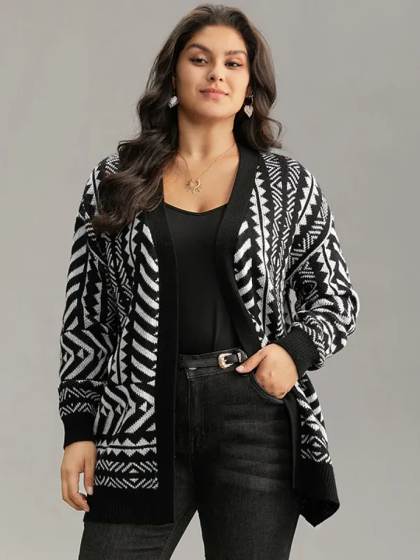 Bandana Print Open Front Loose Cardigan sold by Bloomchic