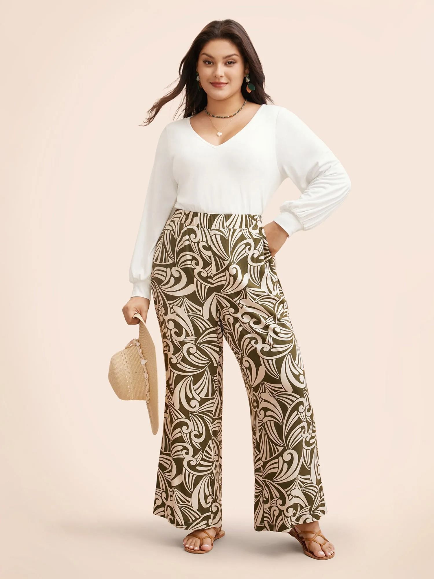 V Neck Lantern Sleeve Stretch T-shirt sold by Bloomchic product image thumbnail 4