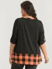 Halloween Gingham Patchwork Notched Button Up Arc Hem T-shirt sold by Bloomchic
