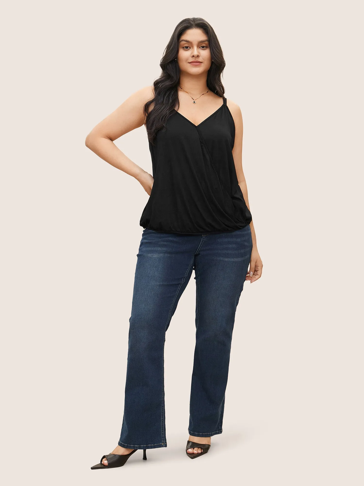 Plain Surplice Neck Sleeveless Cami Top sold by Bloomchic product image thumbnail 2