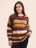 Striped Contrast Drop Shoulder Sleeve Pullover sold by Bloomchic
