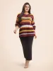 Striped Contrast Drop Shoulder Sleeve Pullover sold by Bloomchic