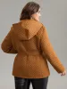 Plisse Quilted Zipper Fly Belted Padded Jacket sold by Bloomchic
