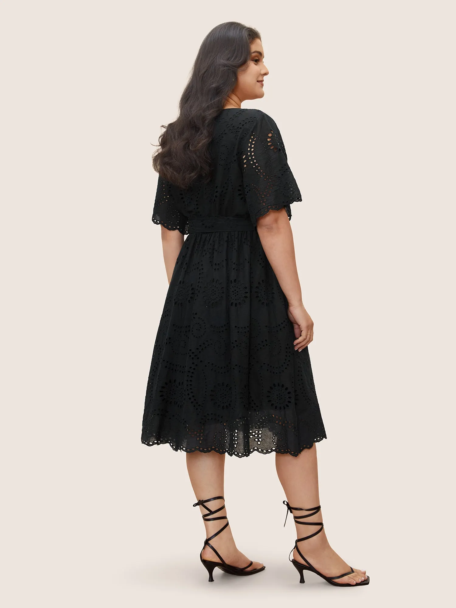Broderie Anglaise Ruffle Sleeve Ties Dress sold by Bloomchic product image thumbnail 2