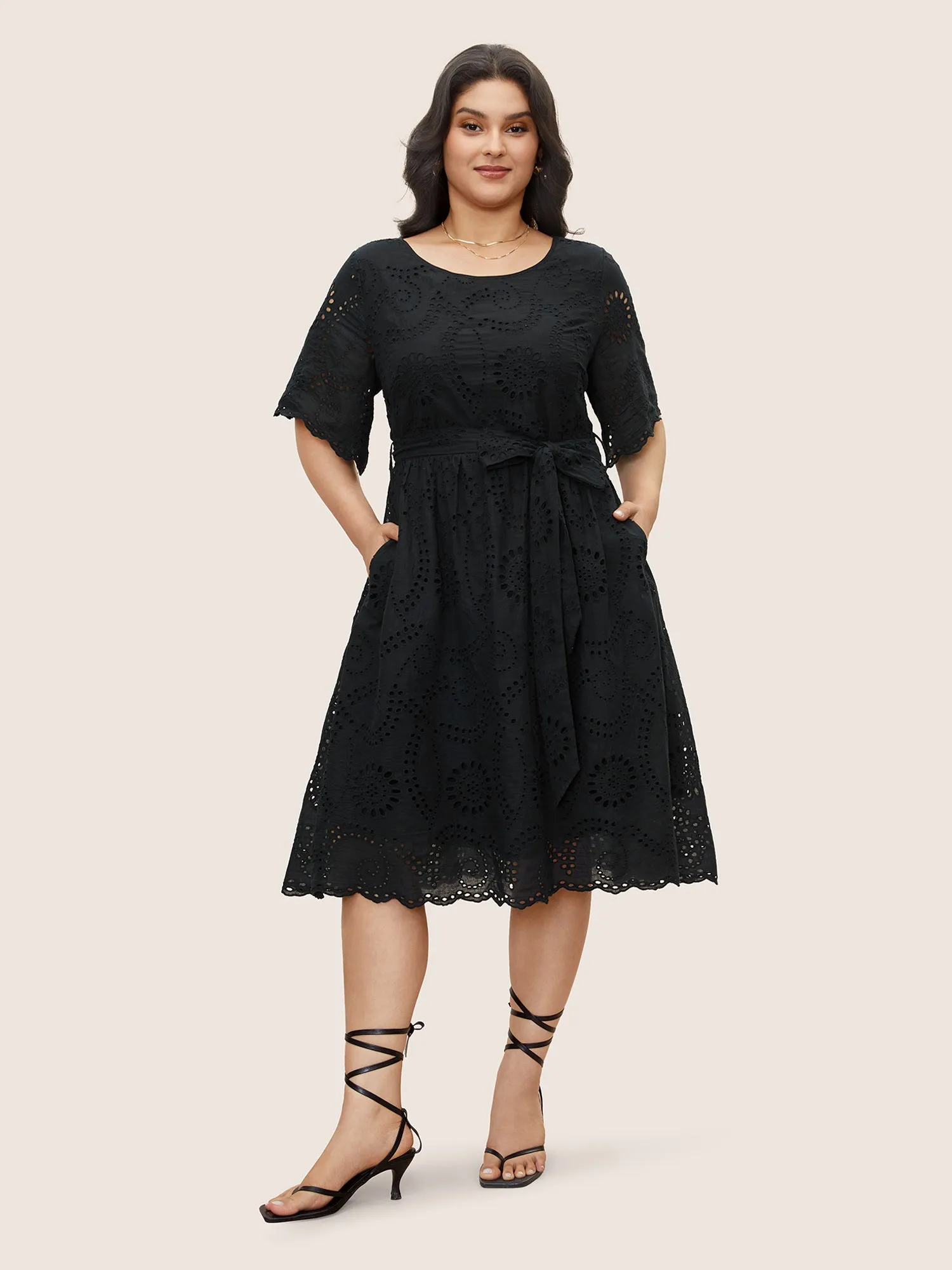 Broderie Anglaise Ruffle Sleeve Ties Dress sold by Bloomchic