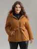 Plisse Quilted Zipper Fly Belted Padded Jacket sold by Bloomchic