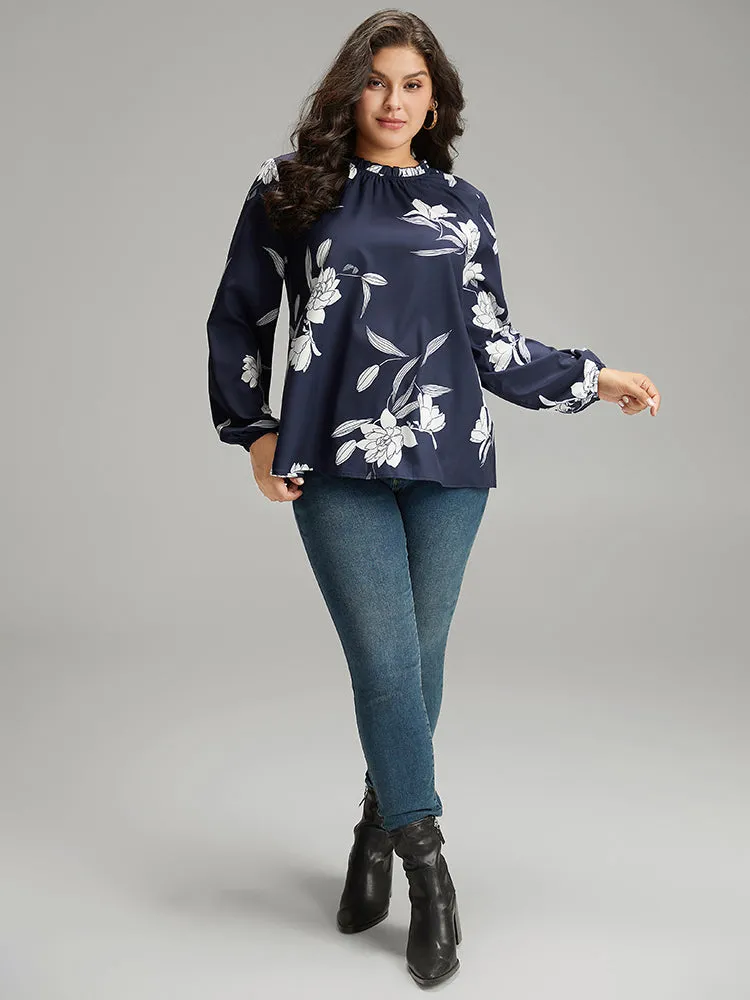 Silhouette Floral Print Frill Trim Pleated Blouse sold by Bloomchic product image thumbnail 4