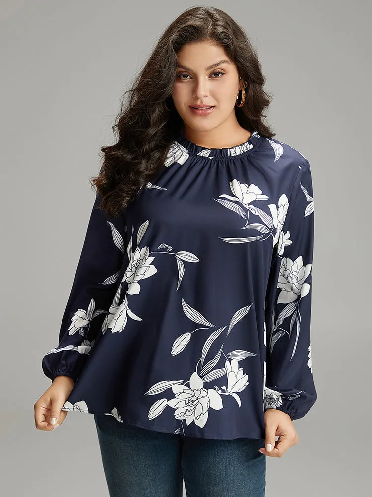 Silhouette Floral Print Frill Trim Pleated Blouse sold by Bloomchic product image thumbnail 5