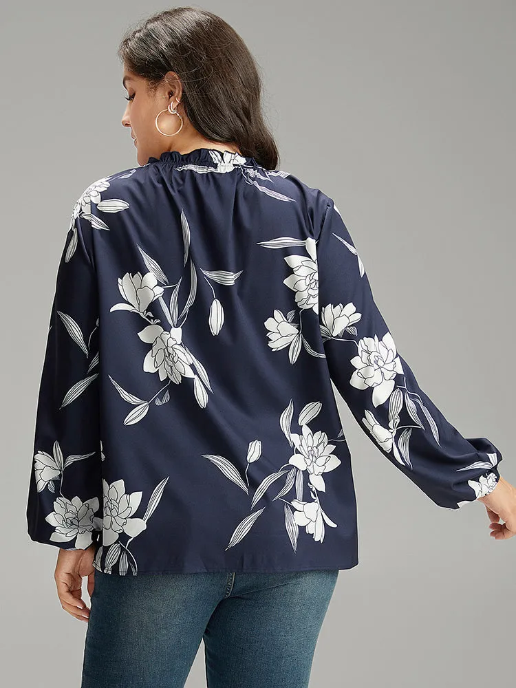 Silhouette Floral Print Frill Trim Pleated Blouse sold by Bloomchic product image thumbnail 2