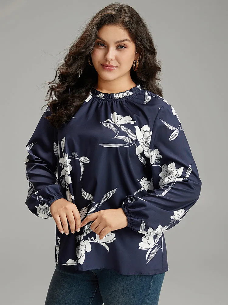 Silhouette Floral Print Frill Trim Pleated Blouse sold by Bloomchic product image thumbnail 3