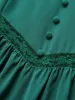 Heart Neckline Solid Button Detail Lace Trim Dress sold by Bloomchic