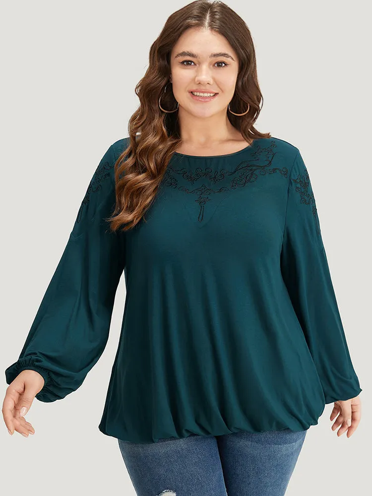 Supersoft Essentials Embroidered Elastic Hem T-shirt sold by Bloomchic