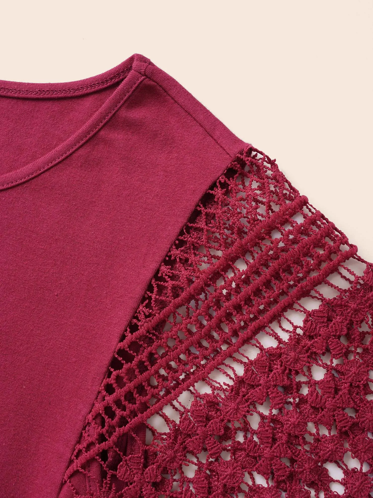 Round Neck Cut Out Patchwork T-shirt sold by Bloomchic product image thumbnail 5