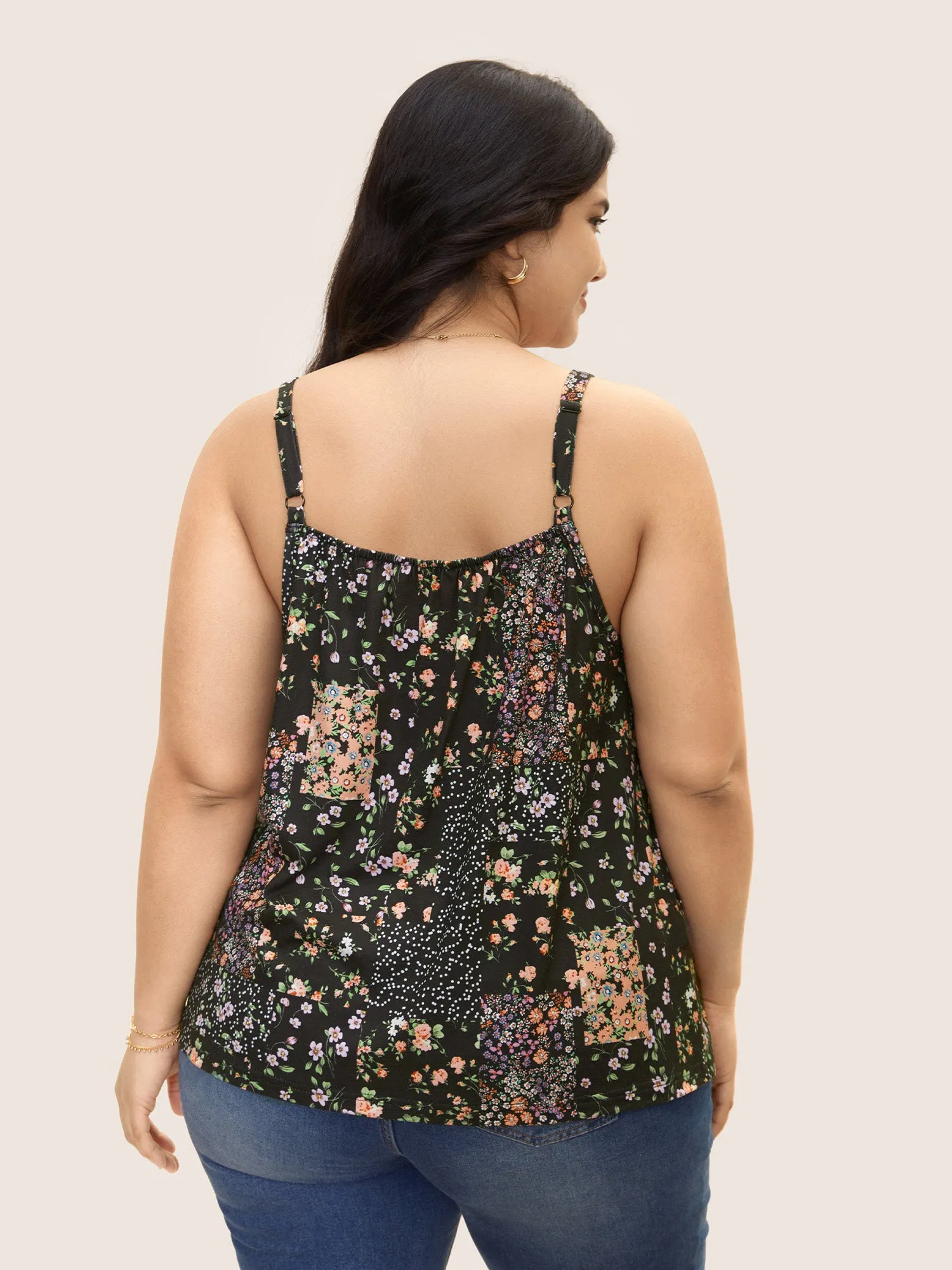 V Neck Ditsy Floral Patchwork Cami Top sold by Bloomchic product image thumbnail 2