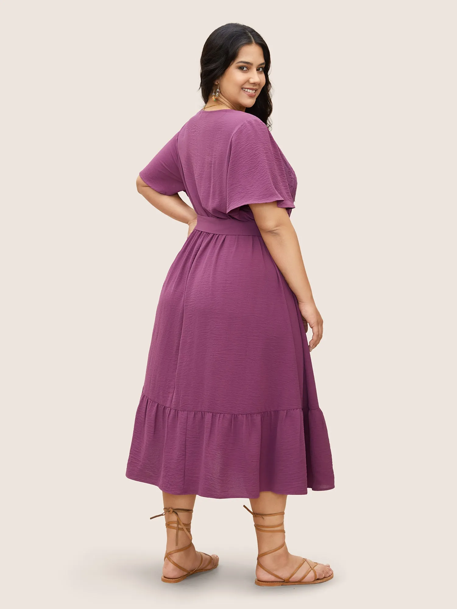 Solid Notched Broderie Anglaise Pocket Dress sold by Bloomchic product image thumbnail 3