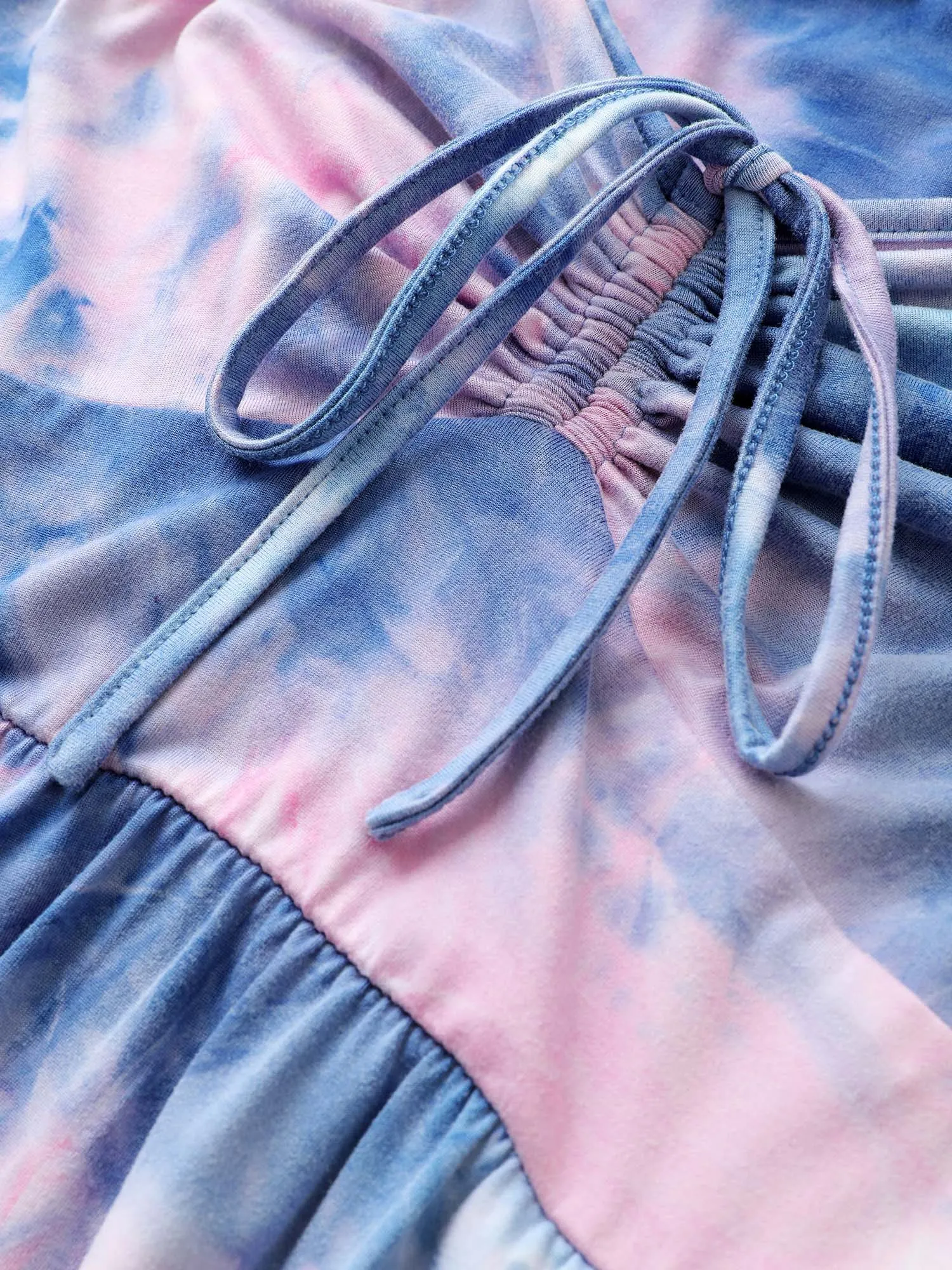 Tie Dye Raglan Sleeve Drawstring Gathered Dress sold by Bloomchic product image thumbnail 5