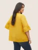 Solid Contrast Webbing Tassel Frill Trim Blouse sold by Bloomchic