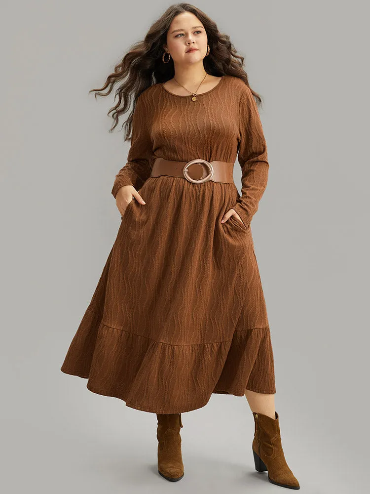 Water Ripple Long Sleeve Pocket Dress sold by Bloomchic