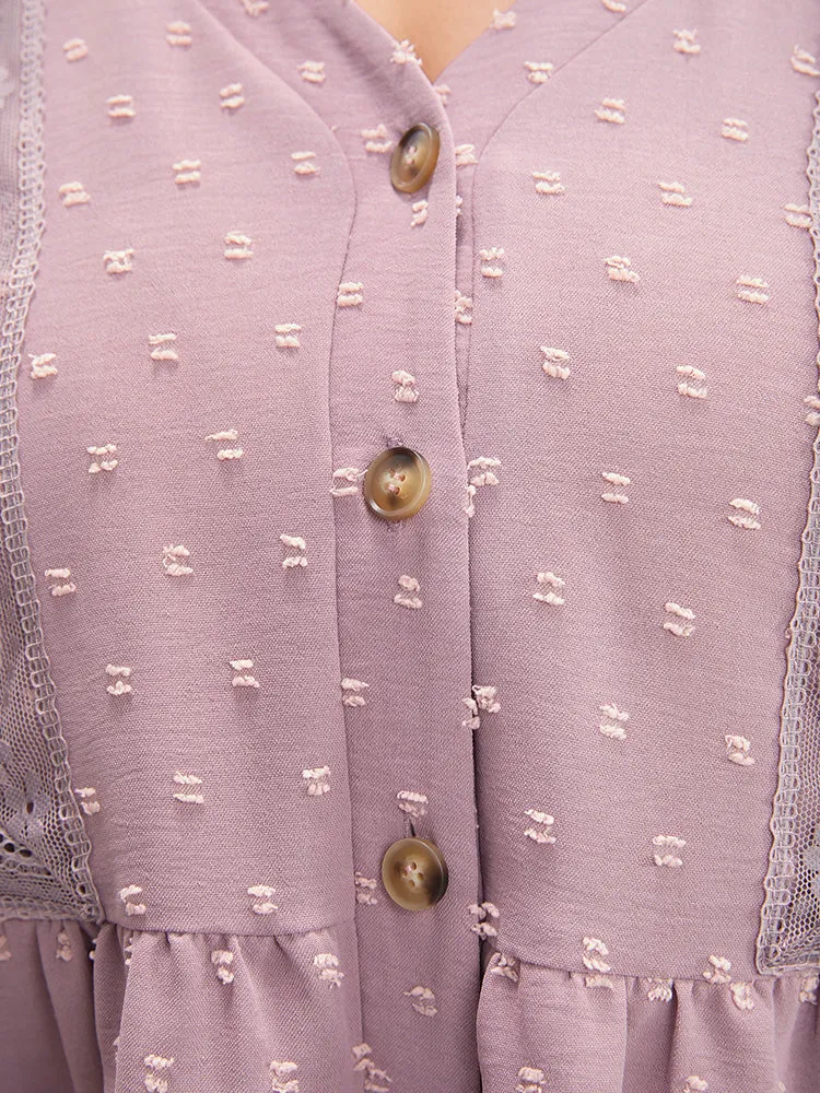 Solid Ruffles Button Up Polka Dot Blouse sold by Bloomchic product image thumbnail 5