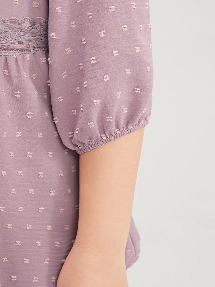 Solid Ruffles Button Up Polka Dot Blouse sold by Bloomchic product image thumbnail 4