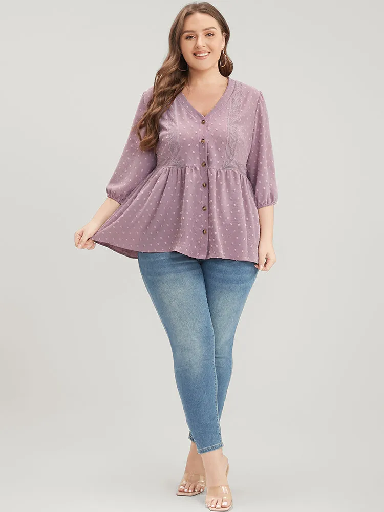 Solid Ruffles Button Up Polka Dot Blouse sold by Bloomchic product image thumbnail 3