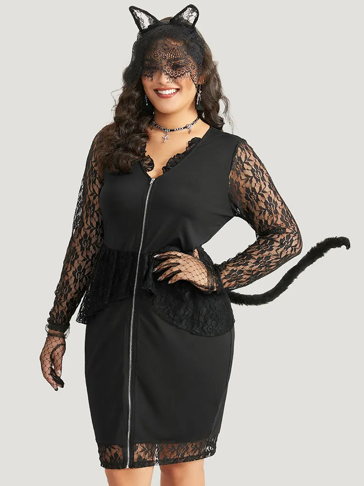 Halloween Guipure Lace Zipper Fly Layered Dress sold by Bloomchic product image thumbnail 3