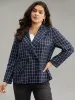 Plaid Flap Detail Suit Collar Button Up Blazer sold by Bloomchic