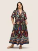 Bandana Print Shirred Elastic Waist Flutter Sleeve Dress sold by Bloomchic
