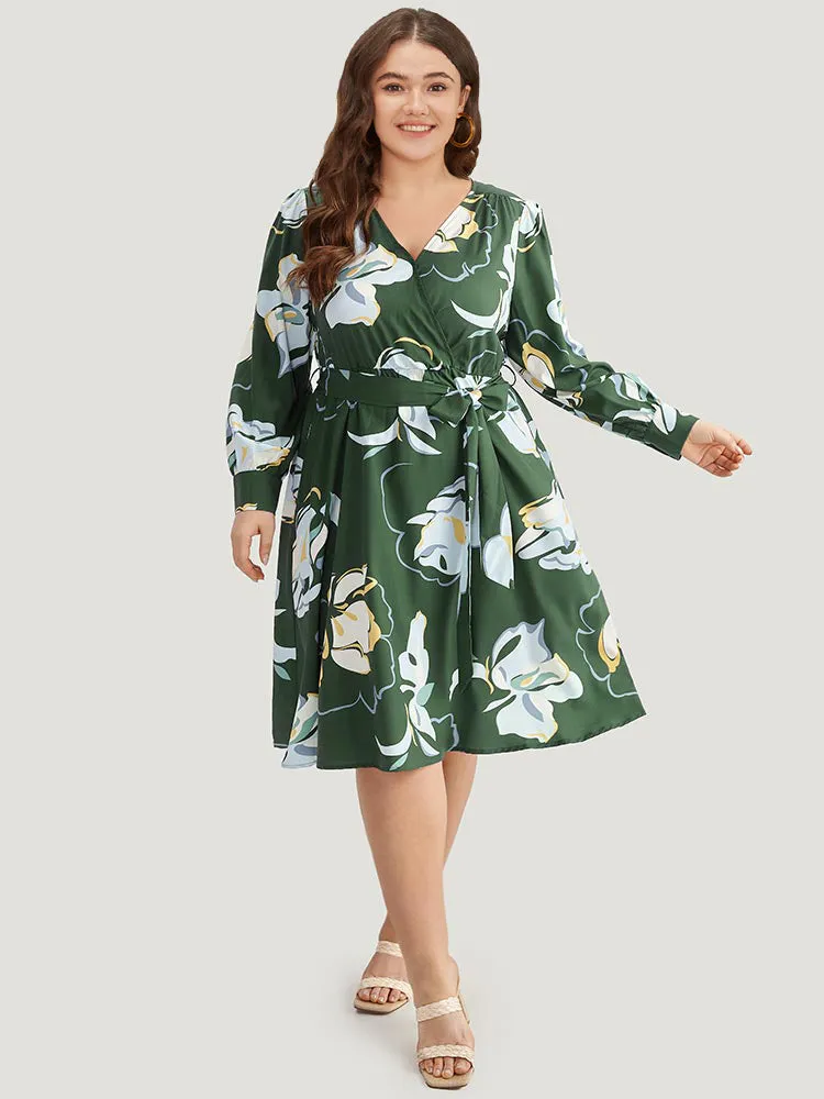 Floral Print Belted Long Sleeve Dress sold by Bloomchic product image thumbnail 3