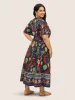 Bandana Print Shirred Elastic Waist Flutter Sleeve Dress sold by Bloomchic