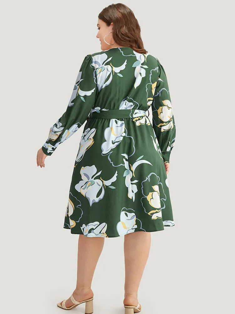 Floral Print Belted Long Sleeve Dress sold by Bloomchic product image thumbnail 2