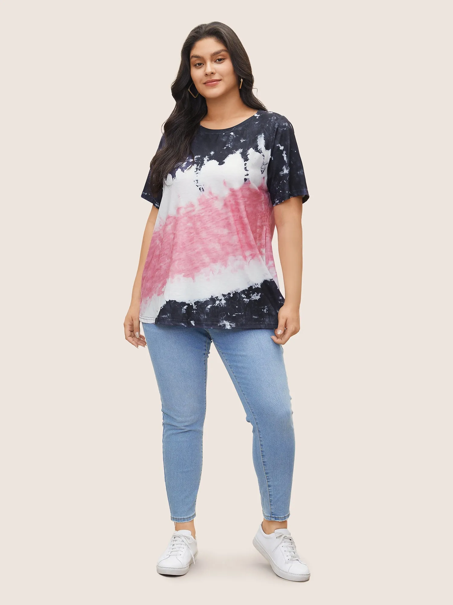 Tie Dye Round Neck T-shirt sold by Bloomchic product image thumbnail 3