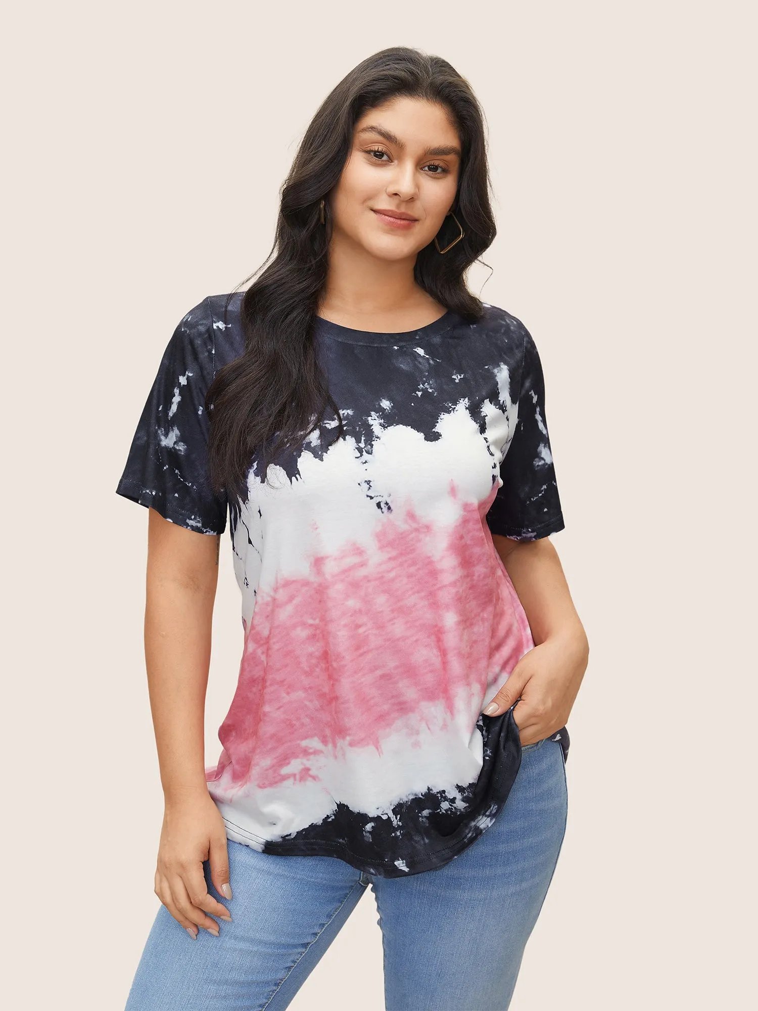 Tie Dye Round Neck T-shirt sold by Bloomchic