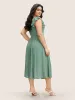 Plain Textured Ruffle Cap Sleeve Midi Dress sold by Bloomchic