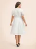 V Neck Shirred Lace Patchwork Dress sold by Bloomchic
