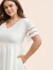 V Neck Shirred Lace Patchwork Dress sold by Bloomchic