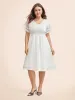 V Neck Shirred Lace Patchwork Dress sold by Bloomchic