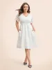V Neck Shirred Lace Patchwork Dress sold by Bloomchic
