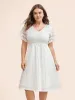 V Neck Shirred Lace Patchwork Dress sold by Bloomchic
